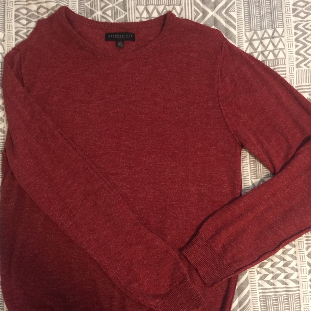 Aeropostale Mens Red Long Sleeve Crewneck Sweater